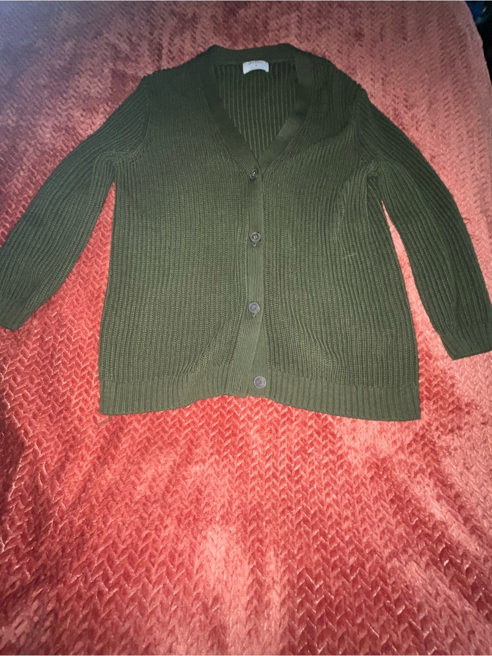 Old Navy Olive Green Ribbed Button-Up Cardigan. 80% cotton. Size 1X